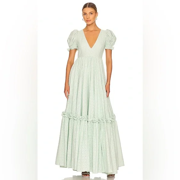 Selkie Mint Green Lace Prairie Dress in Milk Jade size XL - Picture 2 of 9